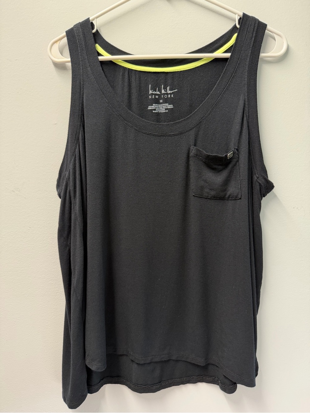 Nicole Miller Ultra Soft Black Tank Top with Chest Pocket